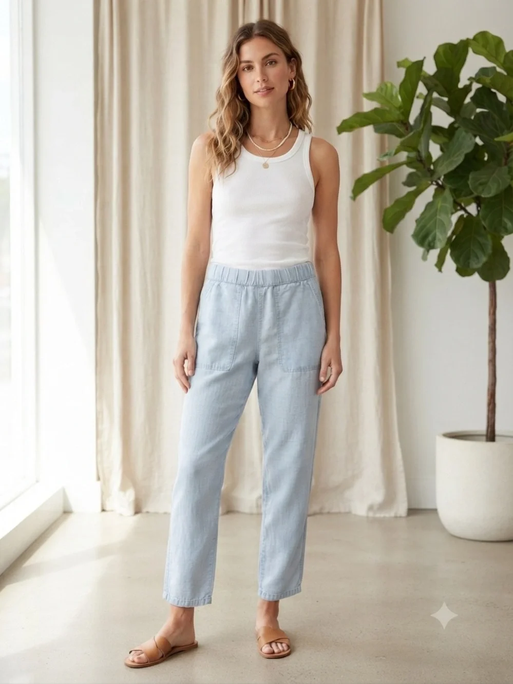 ☁️ Effortless Comfort: Banana Republic Linen-Blend Pants 🌊